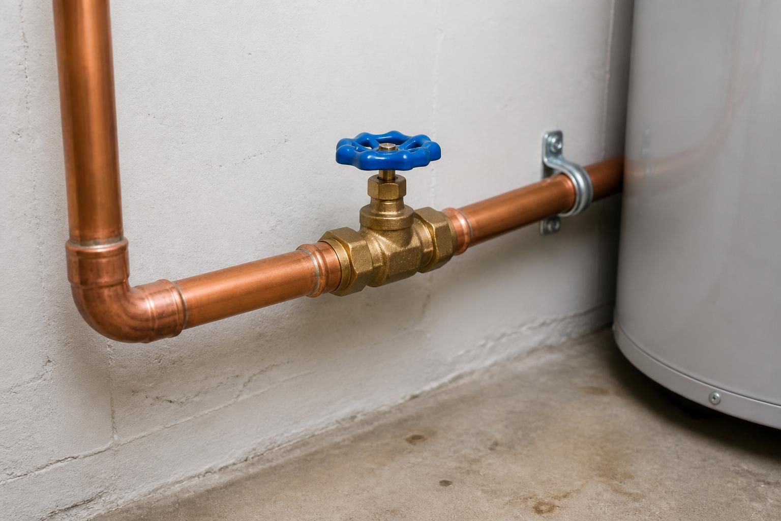 Clean repaired pipes with tidy fittings in a utility space